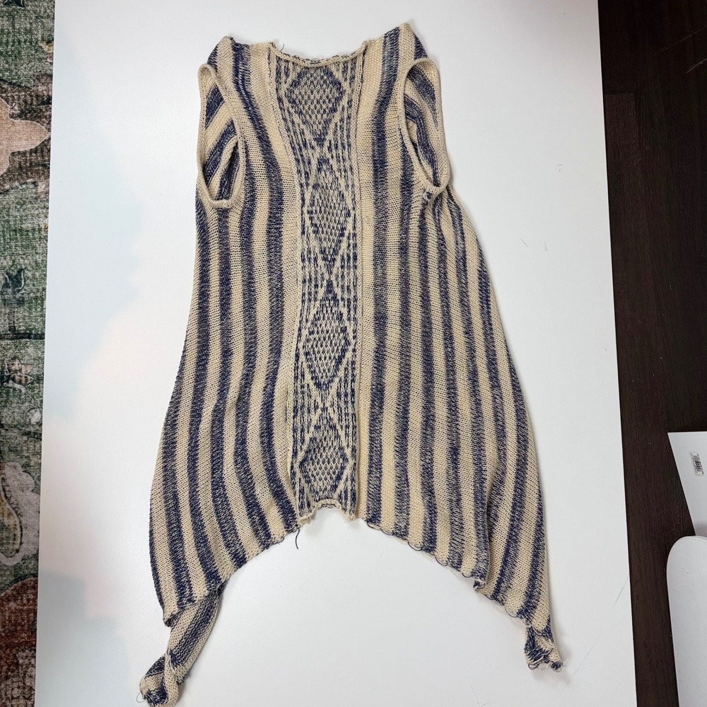 Paper Crane Navy and Cream Striped Knit Vest - Picture 3 of 3